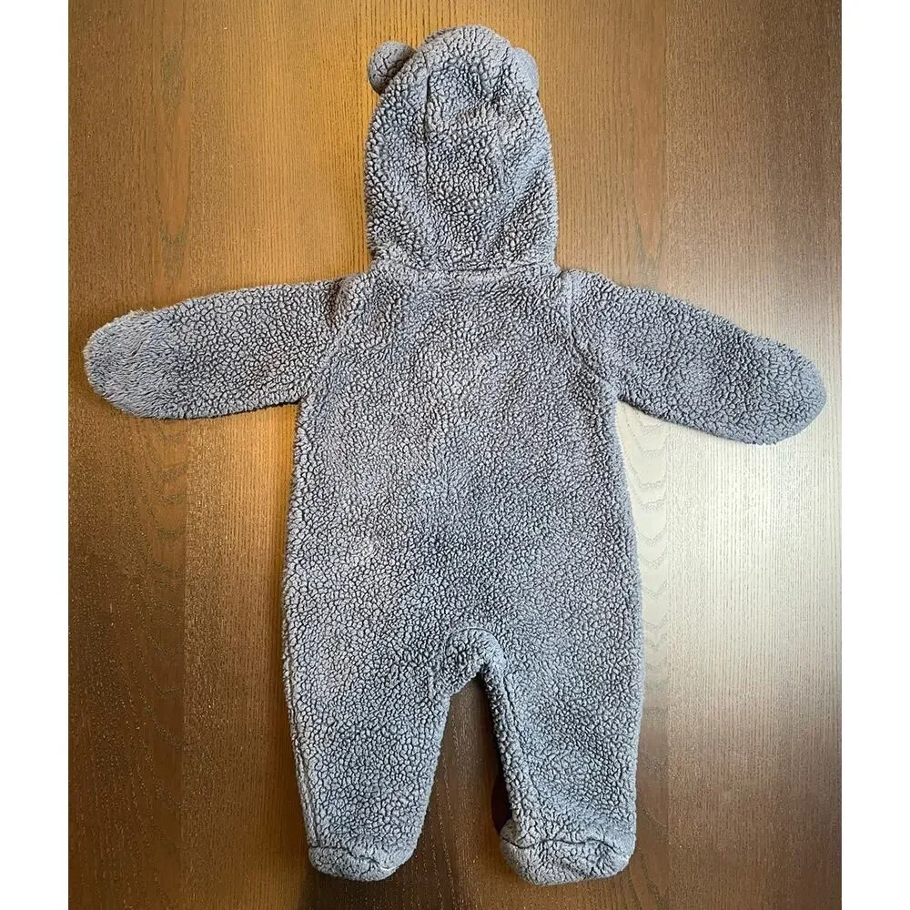 Carter's Baby Boy Navy Blue Teddy Bear Romper unisex 3 Months Sherpa Snowsuit